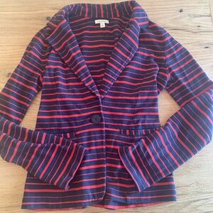 Caslon Striped Cotton Knit Red Blue Women’s Blazer‎ Medium Preloved